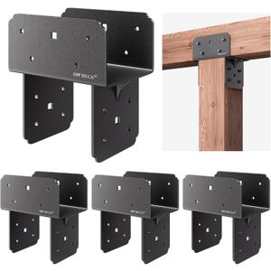 4Pack Post Tie Bracket Stainless Steel Beam Connector (Internal Size: 5.6") Wood Post to Beam Supporting Bracket Base Anchor(for Actual Size: 5.5"x5.5"/5.5"x7.5" Lunber)