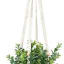 Mkono Fake Hanging Plant with Pot, Hanging Plants Artificial Spring Decor Macrame Plant Hanger with Faux Plant Greenery Boho Hanging Planter for Home Bedroom Bathroom Office Decoration (Medium)