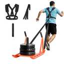 VEVOR Weight Sled, Steel Power Sled, Fitness Strength Training Pull Push Running Sled, Fitness Workout Sled Push Gym Equipment, Speed Improvement, with Handle, Compatible 1/2 in Weight Plates, Black