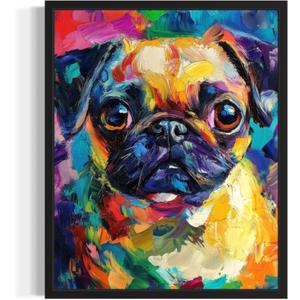 aj decor Pug Colorful Abstract Unframed Wall Art Print Poster, Dog Pet Lover Picture Painting Artwork Bedroom Living Room Office Dining Room 151H (Pug Colorful Abstract, 20" L x 16" W, Unframed)
