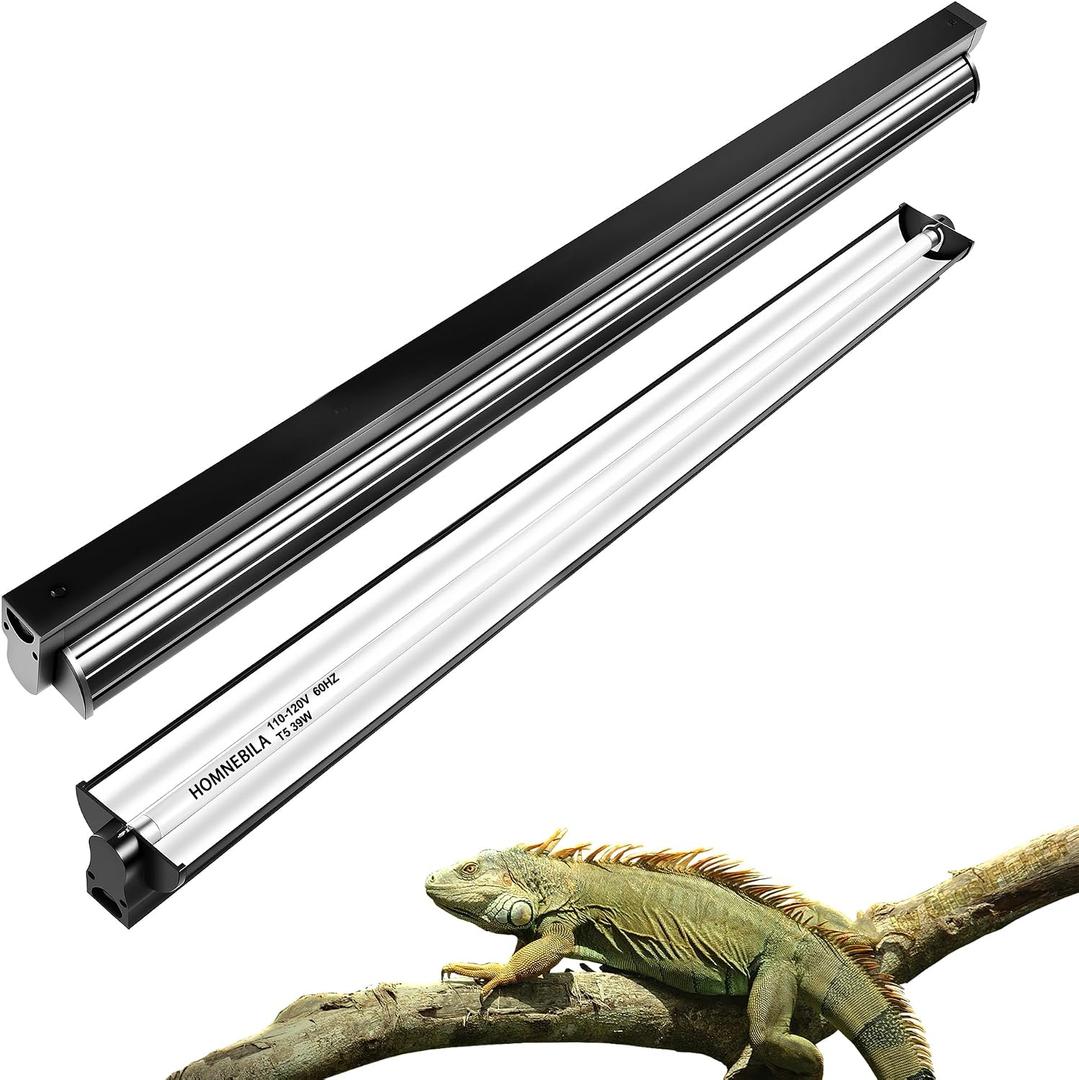 T5 10.0 UVB Reptile Light Fixture, 39W 34" for Bearded Dragon, T5-34"-Fixture