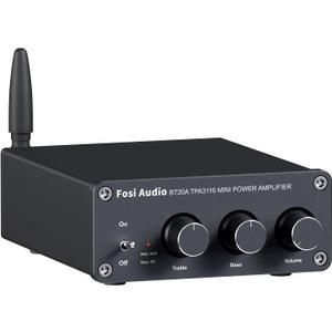 Fosi Audio BT20A Bluetooth Stereo Amplifier, 2 Channel Home Audio Component Amplifiers for Passive Speakers, Mini Class D Amp Receiver 200W for Indoor/Outdoor/Garage/Ceiling/Bookshelf Speaker