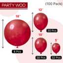PartyWoo Burgundy Balloons 100pcs Different Sizes of 18 12 10 5 Inch Dark Red Maroon Ruby Red Balloon Arch Kit Garland for Graduation Valentine's Day Wedding Anniversary Party Decorations Red-Y75