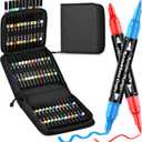 48 Colors Dual Tip Acrylic Paint Marker Pens, with Portable Bag Design, Both Brush Tip and Round Tip with Laser Pen Body Professional for Wood, Canvas, Rock Painting, Glass, DIY Crafts Art Supplies