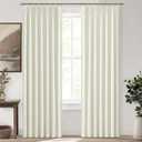 Cream White Blackout Drapes 96 Inches Long 2 Panels, Linen Room Darkening Fabric Thick for Bedroom Viral Pinch Pleated Window Curtains 96 Inches Long with Hooks Sound Deadening Insulated Thermal Cute