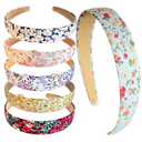 2 x Chunx 6pcs 25mm Floral Headbands for Girls Women Plain Hairbands Non Slip Hard Hair Hoops Headwear for Hair