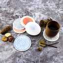 AD Set of 6 Coasters for Drinks Absorbing Round Ceramic Stone Coaster with Cork Base Tabletop Protection Mat for Mugs and Cups,Office,Kitchen (Colorful Series)