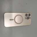 Magnetic for iPhone 16 Pro Max Case [Compatible with MagSafe][Built-in Camera Lens Protector] Slim Soft Silicone Bumper Shockproof Metallic Luster Phone Case (Gold)