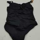 SHAPELLX Tummy Control Swimsuits Women V Neck One Piece Bathing Suit Ruched Push Up Slimming Swimwear Built-in Bra (Black)