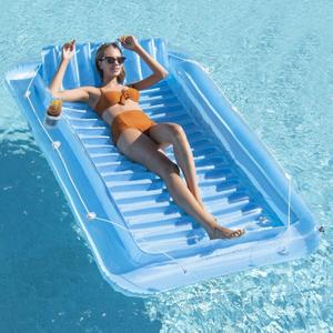 Inflatable Pool Floats Lounger for Adults, Blow Up Tanning Pool Raft Sun Tan Tub with Inflatable Pillow for Family Outdoor, Garden, Backyard Summer Water Party (14+ Year Old) (Small,Blue)