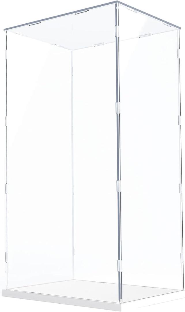 DuvinDD 29 inch Tall Acrylic Display Case for Bearbrick 1000% Large Doll, for Lego NASA Artemis 10341 42221, Clear Display Box for Collectibles, Dustproof Protective Showcase with White Base