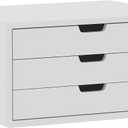LitaEther Desk Organizer with 3 Drawers, ALEX Drawer Unit, Chic White Wood Cosmetic Makeup Organizer for Office Vanity Tabletop Storage 13.8"X 6"X10.2"