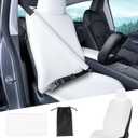 for Tesla Model Y/3/X/S Waterproof Neoprene Car Seat Cover with Extended Seat Belts & Armrest Box Pads, Sweatproof Non-Slip Seat Protector for Run, Yoga Kids and Pet Protection(White, 3PCS)