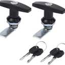 T Handle Door Lock 2PCS Truck Cap Replacement with 2 Keys Zinc Alloy Lock Black T-Handle Latch Set for Garage Door Lock Truck Camper Cabinet Door