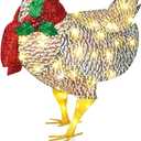 Light Up Chicken Outdoor Christmas Decor, Lights LED Yard Signs with Stakes Chicken Ornaments, Light Up Chicken with Scarf for Xmas Gifts Courtyard Lawn Garden Christmas Feeling Decoration