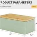 Bread Box for Kitchen Countertop,Metal Bread Storage Bin with Bamboo Cutting Board Lid, Includes Bread Knife, Fits Sourdough & Buns, Stylish Organize (Green)