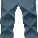 TBMPOY Men's Lightweight Hiking Pants with Belt 5 Zip Pockets Waterproof Quick-Dry Travel Fishing Work Outdoor Pants (Large, A4-thin Stone Blue)