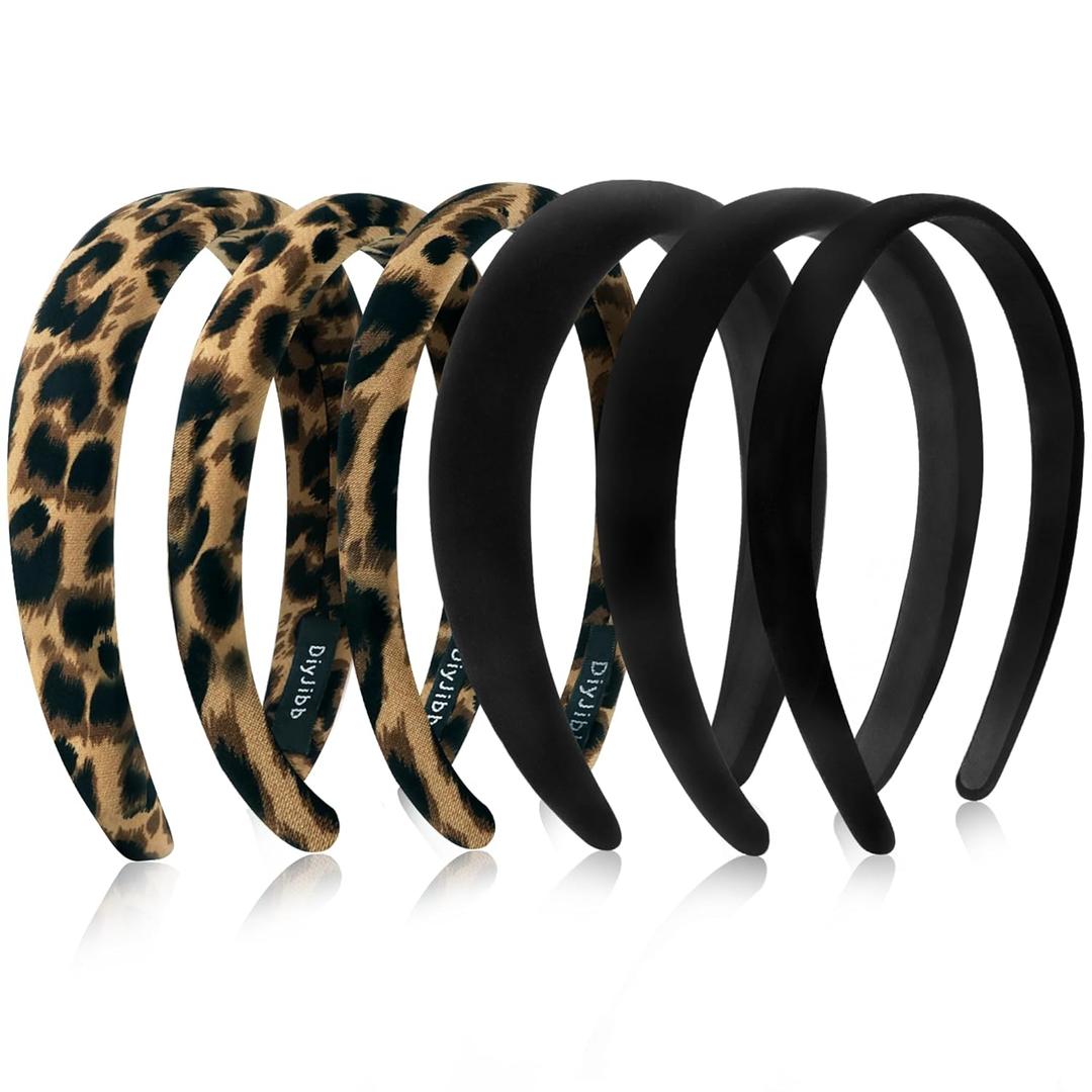 DiyJibb Velvet Headbands for Women and Teens, 6PCS Non-Slip Padded Hairbands with 3 Width Options (0.6", 0.8", 1.2"), Soft Comfortable Hair Accessories for Daily Wear, Makeup, Sports, and Gifts