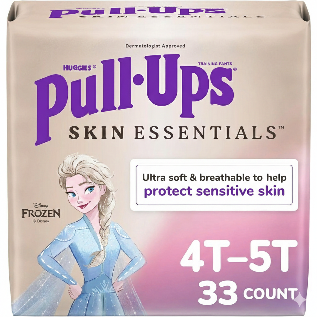 Pull-Ups Girls' Skin Essentials Potty Training Pants, Training Underwear, 4T-5T (38-50 lbs), 33ct