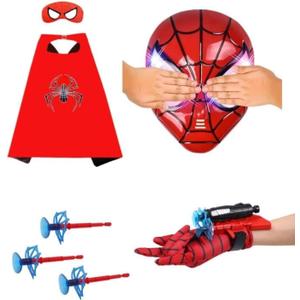 spider toys for boys 4-6superhero capes for kids and LED Mask - web shooters,Superhero Toy Shooter - Compatible with Superhero Toys