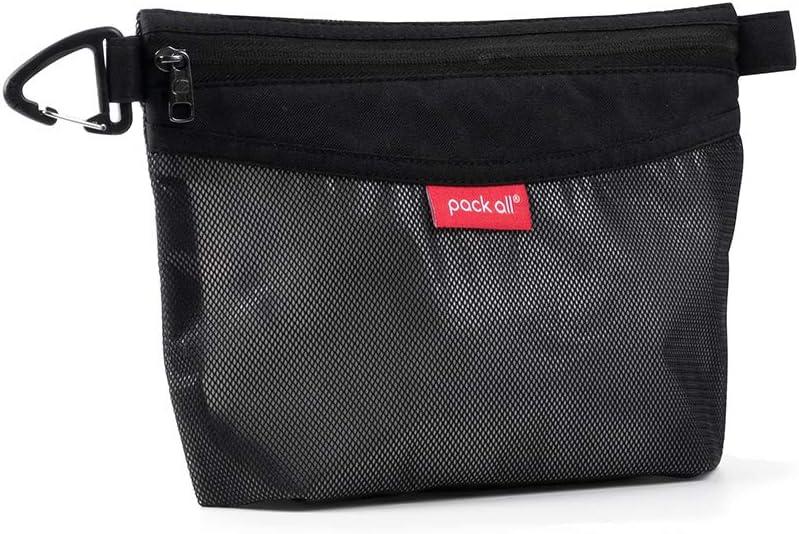 Pack All Water-Resistant Material Zipper Pouch, Mesh Zipper Bags for Storage, Travel, Office (Black, Small)