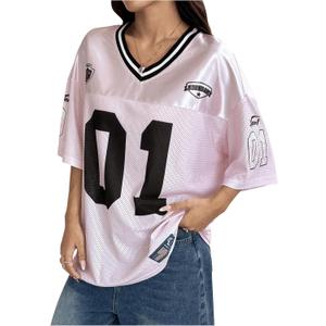 Floerns Women's Camo Print Team Sports T Shirts V Neck Basketball Jersey Tee Shirts (Large)