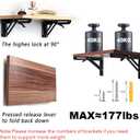Folding Shelf Brackets 24 inch 4 Pcs - DIY Wall Mounted Shelf Bracket for Garage Workstation, Stuff Supports, Plant Stand - Heavy Duty Metal Collapsible Floating Shelf Bracket Black