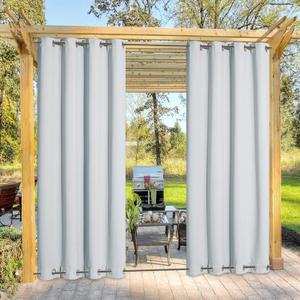 NICETOWN Waterproof Outdoor Curtain for Patio Privacy Protection, Thermal Insulated Top and Bottom Rustproof Grommets, Wind Resistant Drape for Pergola/Porch, Winter White, 1 Panel, W52 x L120 inches