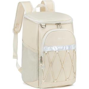 VKKZAAW Backpack Cooler Backpack 26 Cans Insulated Leak Proof for Women Men Beach Camping Picnic Fishing Hiking Lunch Backpack Waterproof Cooler (Beige)