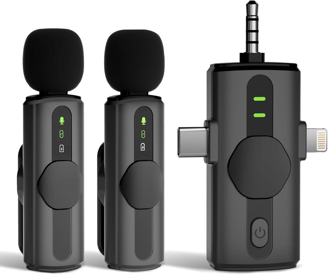 Diivoo Mini Microphone 3 in 1 Wireless Lavalier Microphones