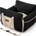 Dog Car Seat for Small Dogs - Waterproof Pet Booster Seat for Car with Clip-On Safety Leash, Soft Travel Carrier for Puppy up to 25 lbs, Memory Foam Filling and 2 Adjustable Buckles, Black