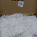 Womens Furry Boots Knee High Fold Over Tall Boot Wide Calf Pointed Toe Stiletto High Heel Fall Winter Boots for Women (7, White)