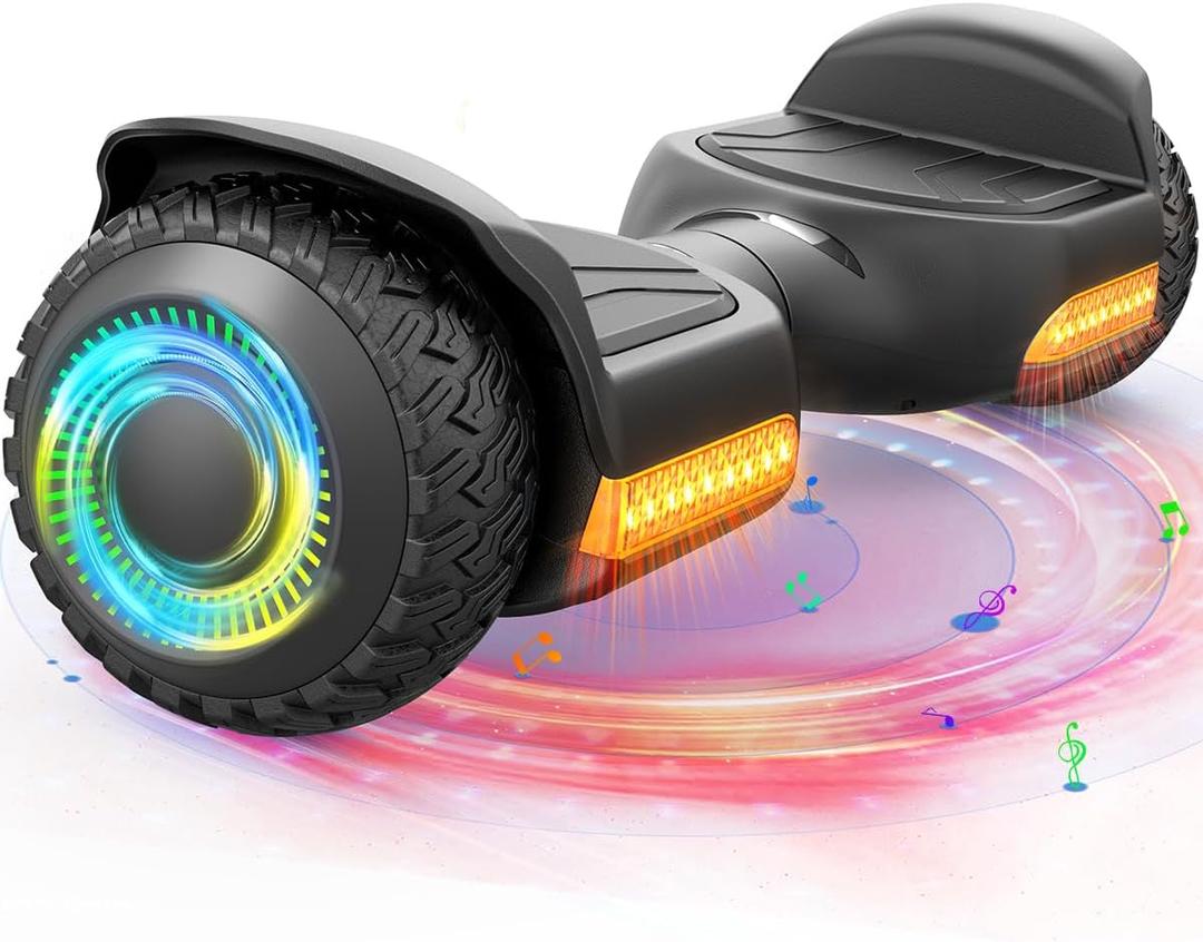 Gyroor Self Balancing Scooter New G13 All Terrain Balancing Scooter with LED Lights, Self Balancing Off Road with Bluetooth for Kids ages 6-12 and Adults, Black