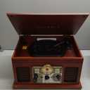 Victrola The Quincy 6-in-1 Bluetooth Record Player & Multimedia Center with Built-in Speakers 3-Speed Turntable, CD & Cassette Player, FM Radio, Wireless Music Streaming (Mahogony)
