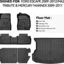Floor Mats for Ford Escape 2009-2012/Mazda Tribute & Mercury Mariner 2009-2011, Trunk Mat and Backrest Mat All Weather TPE Protector for Ford Escape Accessories
