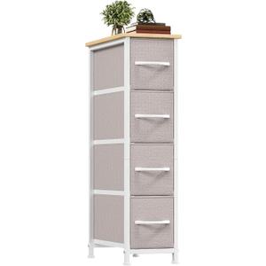 Somdot Narrow Dresser with 4 Drawers, Slim Storage Organizer Chest of Drawers with Removable Fabric Drawers for Small Spaces Bathroom Closet Bedroom Laundry, Ash Grey (18.9"D x 7.9"W x 29.5"H (4 Drawers))