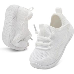 relxfeet Toddler Boys Girls Shoes Little Kids Sneakers Lightweight Breathable Slip on Walking Tennis Shoes (White)