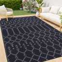 Smiry Outdoor Rug 8x10 ft, Waterproof Reversible Plastic Straw Rugs, Boho Outdoor Area Rug, Outside Floor Mat for Patio, Backyard, Deck, Picnic, Beach, Camping, Dark Grey
