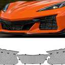 3Pcs Black Upgraded Front Radiator Guards Grille,Aluminum Body Bumper OEM Style Front Outer Grill Guard Protection Screens Grille Vents Insert Mesh Set for Corvette C8 Z06 2023+/E-Ray 2024+
