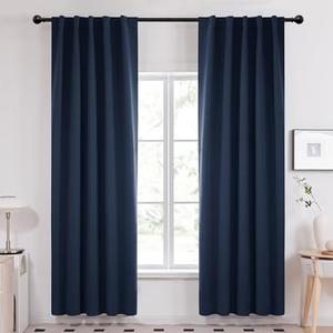 Deconovo Blackout Curtains, Thermal Insulated, W42 x L84 2 Panels, Back Tab, Machine Washable, Room-Darkening Drapes for Bedroom/Living Room Navy Blue