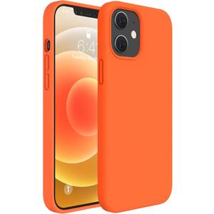 Miracase Compatible with iPhone 12 Case and iPhone 12 Pro Case, Liquid Silicone Gel Rubber Full Body Protection Shockproof Drop Protection Phone Case for iPhone 12/12 Pro 6.1 inch, Orange