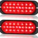 LINKITOM Oval Aluminum Housing Ultra Slim Trailer Lights, 24-LED Brake Turn Signal Side Marker Tail Lights for Boat Trailer Truck RV[Surface Mount] [DOT Certified] [IP67] (Red)