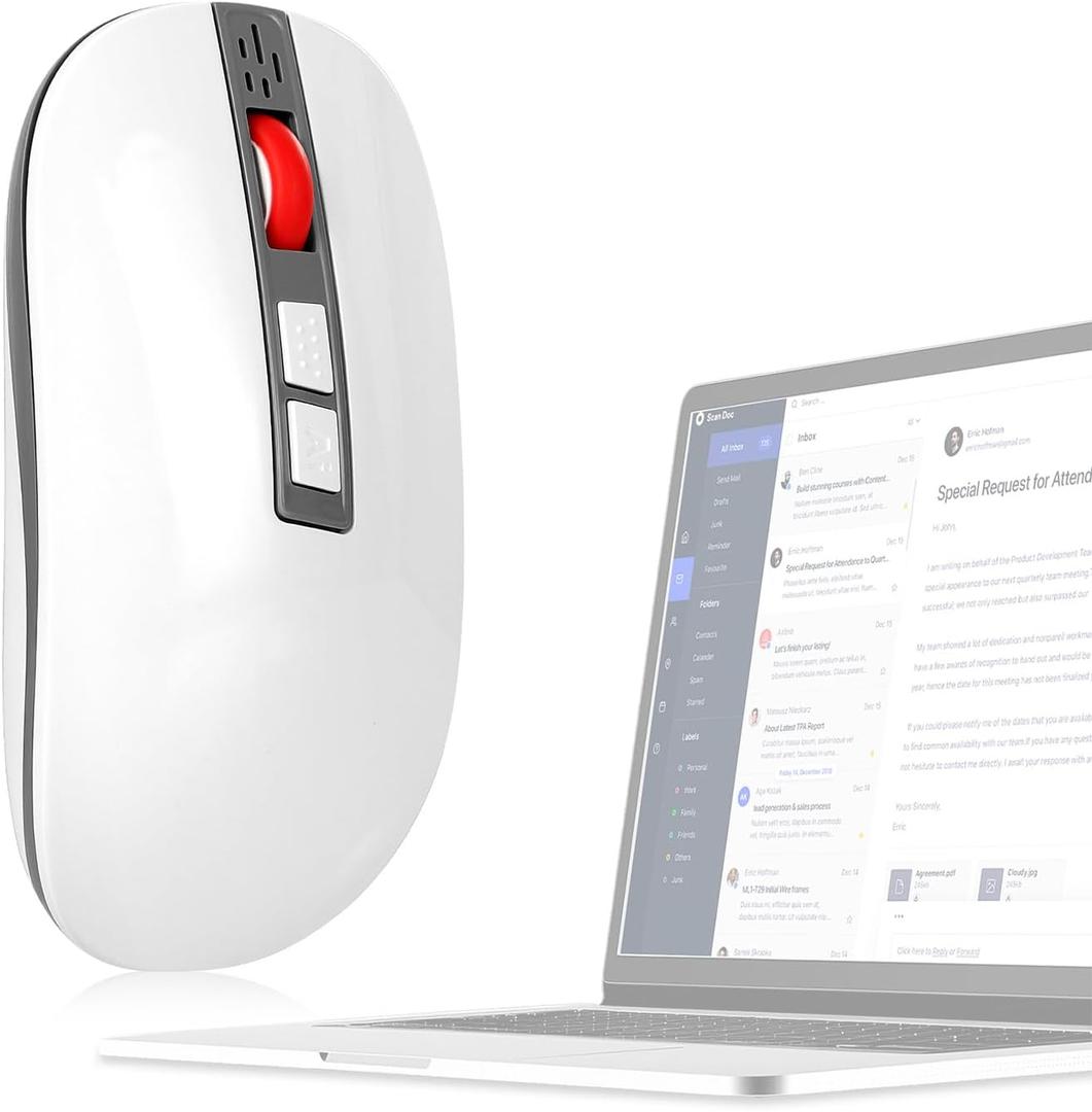 2025 AI Mouse, AI Voice & Audio Recorder, AI Real-Time Transcription, Translation & Summarization, Ergonomic Presenter Laser Pointer Remote, for Office Remote Work High-Performance Device