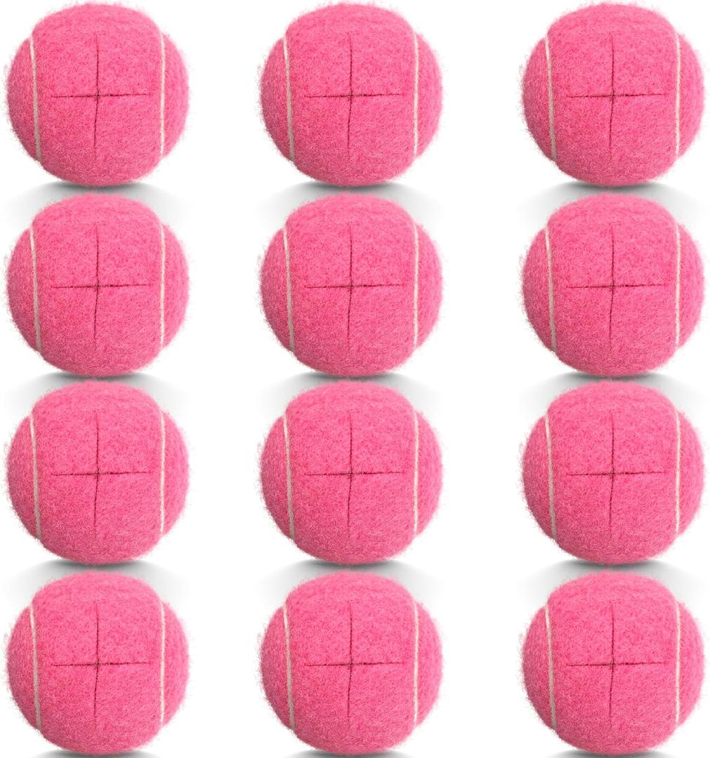 12PCS Precut Tennis Balls for Walkers, Heavy Duty Long Lasting Glide Balls - Precut for Easy Installation, Universal Felt Pads for Walker Legs & Furniture, Floor Protectors (Pink)