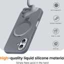 Liquid Silicone Case for iPhone 16 with Magnetic Ring Stand, Military Grade Shockproof Protection, Anti-Scratch Microfiber Lining Covers for iPhone 16, Grey