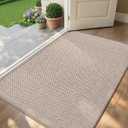 Color&Geometry Ultra-Thin Indoor Door Mat, 36"x56" Low-Profile Non-Slip Entryway Rug with Modern Geometric Texture, Washable Doormat for Indoor Entrance, Front Door, Khaki (Rolled-up NO Creases) (3' x 4'8" (Rectangular))
