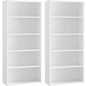VASAGLE Set of 2 Bookshelves, 23.6 Inches Wide, 5-Tier Open Bookcases with Adjustable Storage Shelves, Floor Standing Units, Cloud White ULBC165T14-2