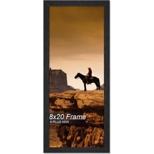 A PLUS MAX 8x20 Picture Frame Black Light Weight Wall Mount | 8 x 20 Inch Black Wood-grain Engineered Wood Material Frame for 8by20 Rectangular Photo Poster - 1 Pack/Black/8x20
