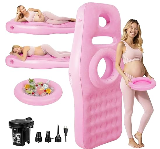 Inflatable Pregnancy Pillow with Belly & Head Hole, Prone Pregnancy Pillow for Stomach Sleepers, Belly Pillow Pregnancy Mattress for Pregnant Women, Maternity airbed Pool Float for Tummy Massage