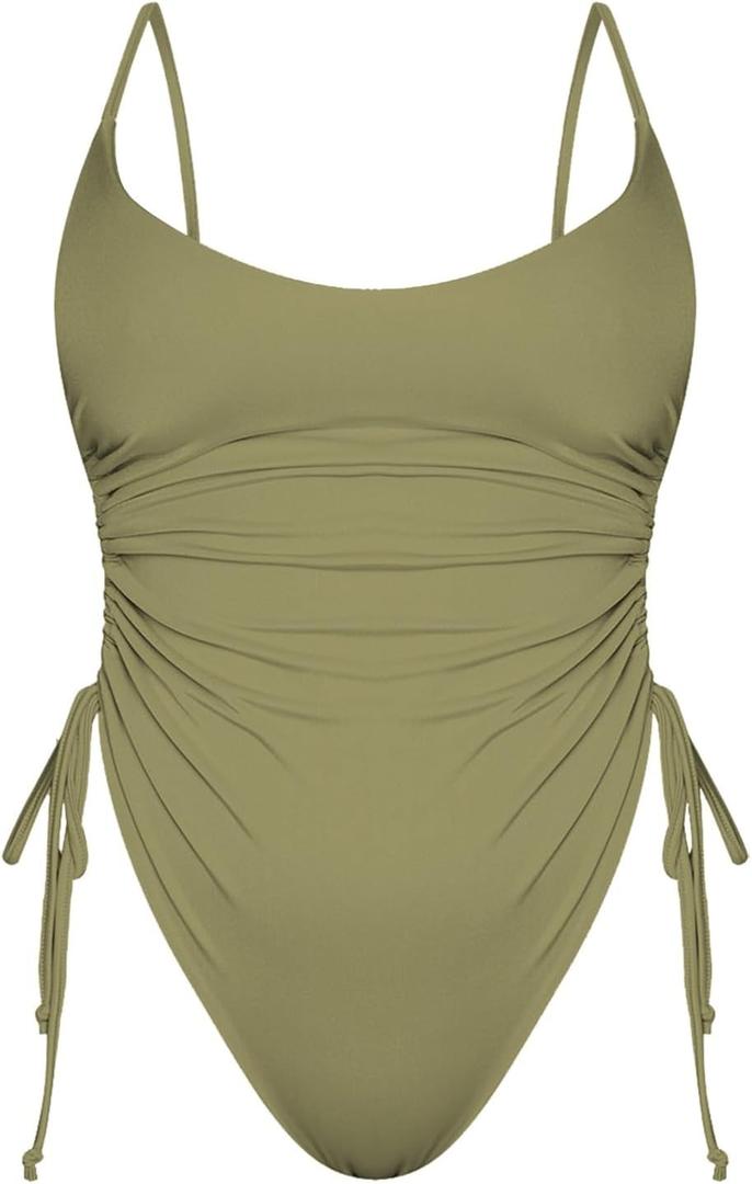 KRLAGAPAS Women's Matcha Green Cheeky One Piece Bathing Suit Swimsuit Tummy Control High Cut Sexy, SW01MatchaGreen XL KRLAGAPAS Women's Matcha Green Cheeky One Piece Bathing Suit Swimsuit Tummy Control High Cut Sexy, SW01MatchaGreen XL